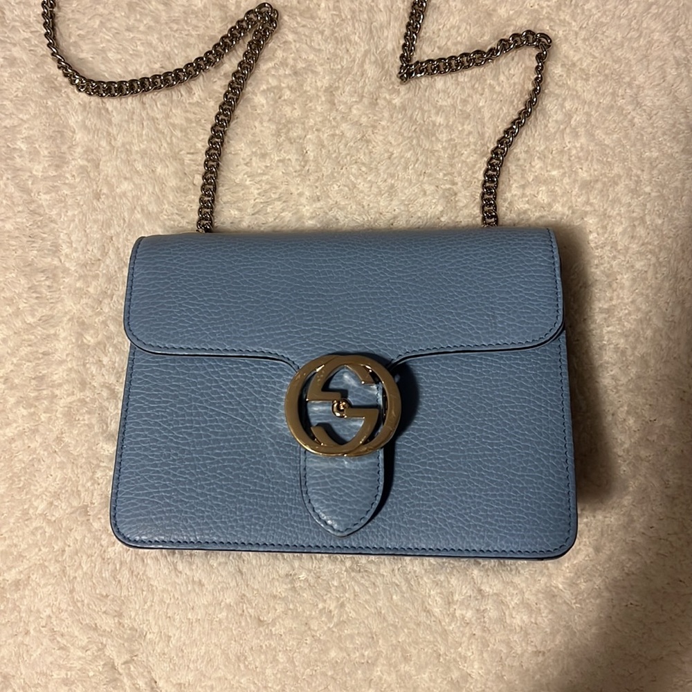 Gucci Light Blue Interlocking Small Crossbody Bag - image 2